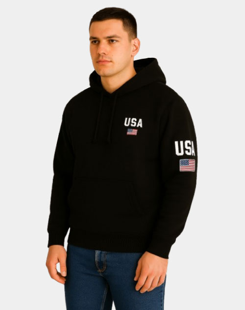 Men wearing American Flag Hoodie casual patriotic sweatshirt