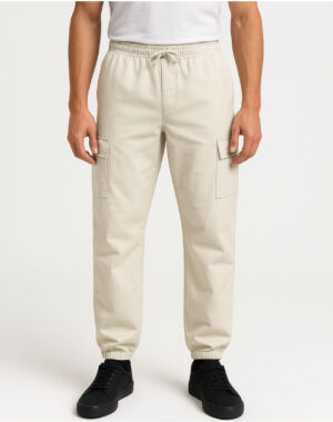 Elastic waist cargo pants for men with multiple pockets and stylish design