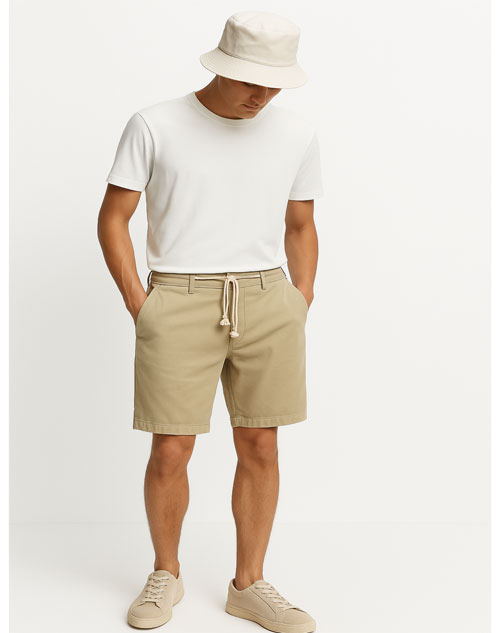 Fashionable men's shorts with cotton drawstring for casual style and comfort