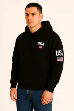 1002UHD Men’s Comfortable American Flag Hoodie for Casual Wear