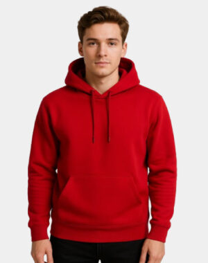 Red pullover hoodie for men, comfortable casual wear