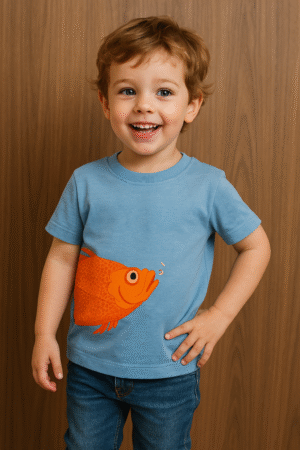 4005UTS Fin-tastic Splash: Puffy Fish Kids T-Shirt