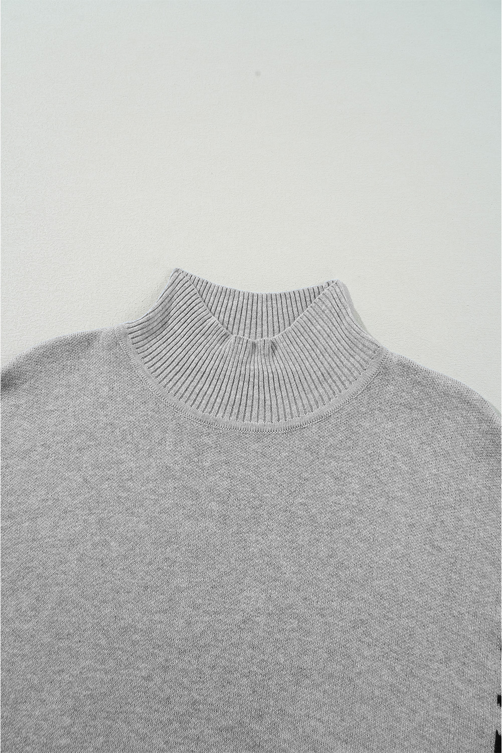 Gray Leopard High Neck Side Slit Oversized Sweater - Image 3